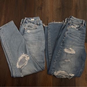 Two pairs of AE curvy mom jeans